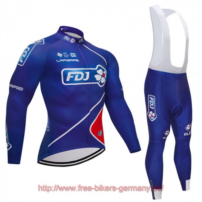 2018 FDJ Fahrradbekleidung Radtrikot Satz Langarm und Lange Trägerhose 2018 FDJ Fahrradbekleidung Radtrikot Satz Langarm und Lange Trägerhose