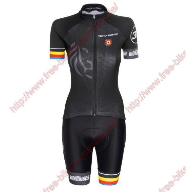 Radsport Bioracer Van Vlaanderen Damen schwarz 2018 Radbekleidung Satz Trikot Kurzarm+Trägerhosen Set Radsport Bioracer Van Vlaanderen Damen schwarz 2018 Radbekleidung Satz Trikot Kurzarm+Trägerhosen Set