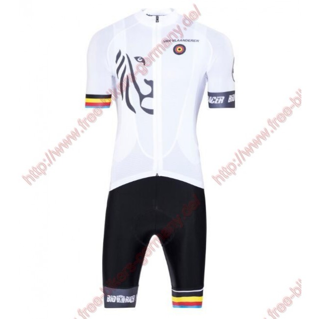 Radsport Bioracer Van Vlaanderen Weiß schwarz 2018 Radbekleidung Satz Trikot Kurzarm+Trägerhosen Set Radsport Bioracer Van Vlaanderen Weiß schwarz 2018 Radbekleidung Satz Trikot Kurzarm+Trägerhosen Set