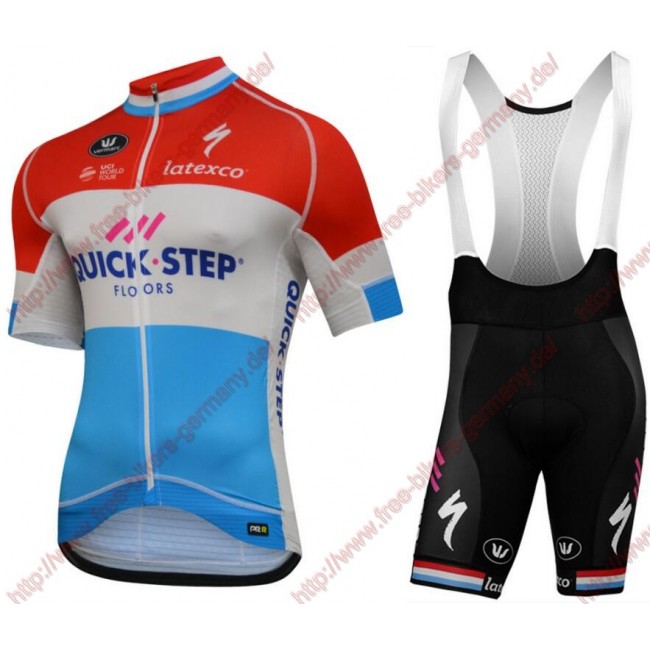 Radsport Quick Step Floors 2018 Luxembourg Champion Radbekleidung Satz Trikot Kurzarm+Trägerhosen Set Radsport Quick Step Floors 2018 Luxembourg Champion Radbekleidung Satz Trikot Kurzarm+Trägerhosen Set