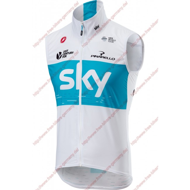 Radsport TEAM SKY 2018 Weiß Windstopper ärmelloses Trikot Kurz Radsport TEAM SKY 2018 Weiß Windstopper ärmelloses Trikot Kurz