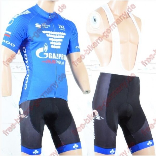Profiteam 2018 Gazprom-Rusvelo Radbekleidung Satz Trikot Kurzarm+Trägerhosen Set Profiteam 2018 Gazprom-Rusvelo Radbekleidung Satz Trikot Kurzarm+Trägerhosen Set