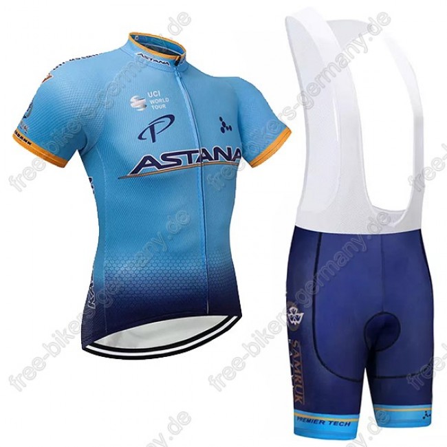 Astana blau Radbekleidung Satz Trikot Kurzarm+Trägerhosen Set 2018 Astana blau Radbekleidung Satz Trikot Kurzarm+Trägerhosen Set 2018