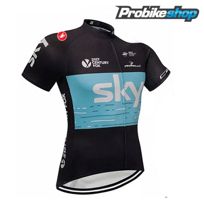 Sky 2018 Radbekleidung Satz Trikot Kurzarm+Trägerhosen Sets schwarz Blau Sky 2018 Radbekleidung Satz Trikot Kurzarm+Trägerhosen Sets schwarz Blau