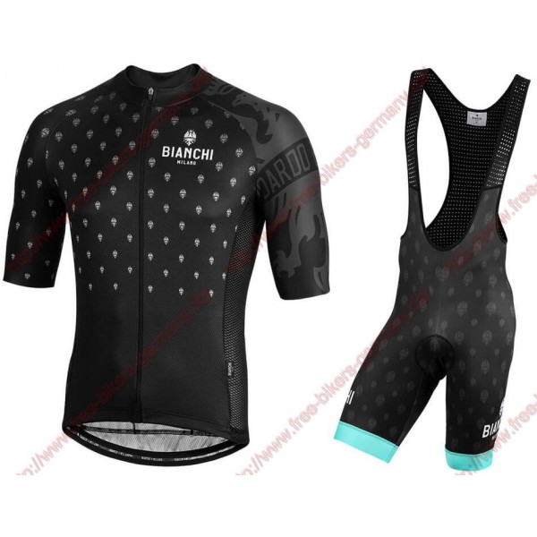 Profiteams BIANCHI MILANO Savignano Black Radbekleidung Satz Trikot Kurzarm+Trägerhosen Set Outlet