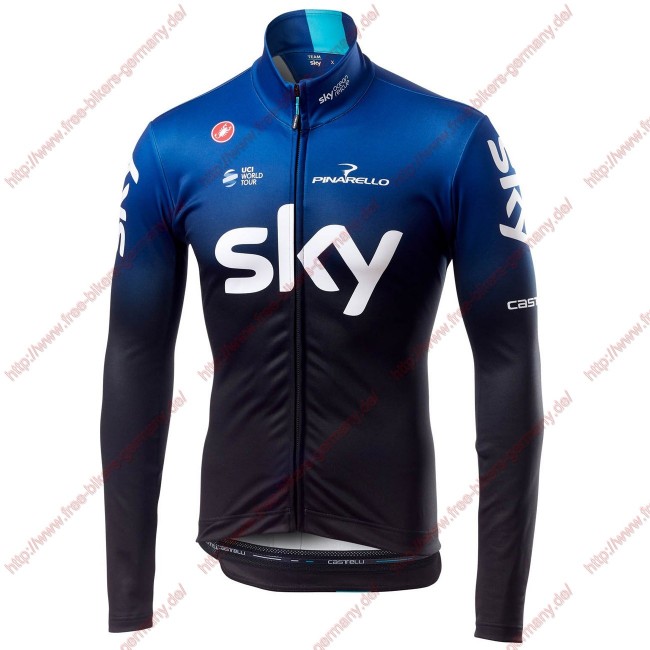 Profiteams TEAM SKY 2019 Thermal Radsport Trikot Langarm Profiteams TEAM SKY 2019 Thermal Radsport Trikot Langarm
