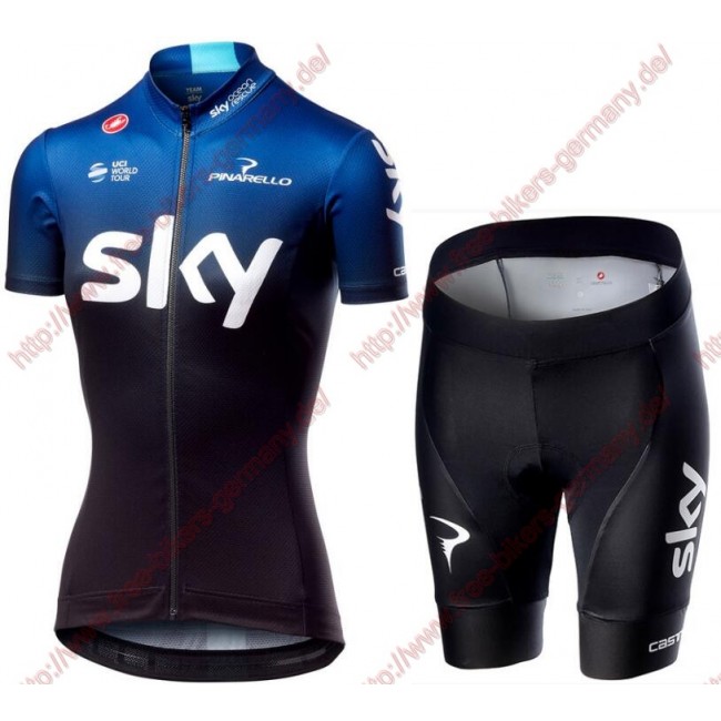 Profiteams TEAM SKY 2019 Damen Fietskleding Set Trikot Kurzarm Outlet+Korte fietsbroeken Profiteams TEAM SKY 2019 Damen Fietskleding Set Trikot Kurzarm Outlet+Korte fietsbroeken
