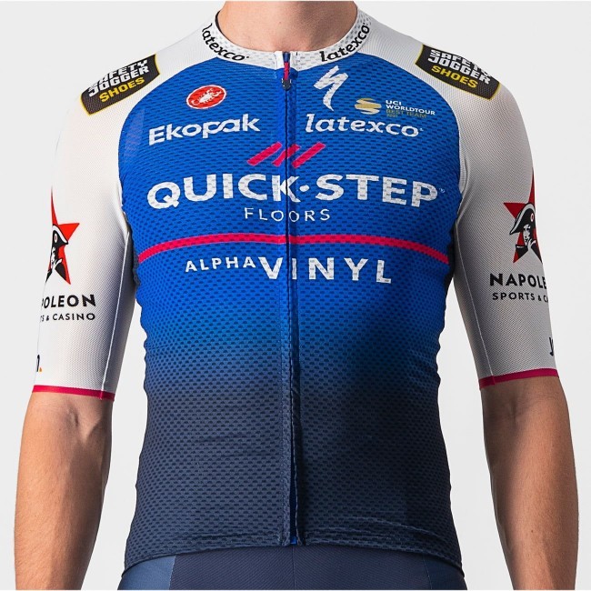 Quick Step-Alpha Vinyl 2022 CLIMBER'S 3.1 Radtrikot kurzarm(langer RV)-Radsport-Profi-Team Quick Step-Alpha Vinyl 2022 CLIMBER'S 3.1 Radtrikot kurzarm(langer RV)-Radsport-Profi-Team