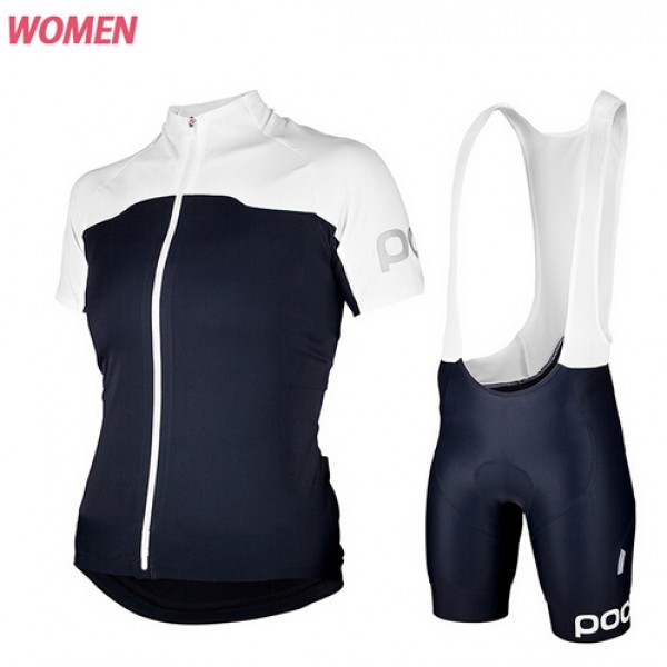 2015 POC Damen blau Fahrradbekleidung Satz Fahrradtrikot Kurzarm Trikot und Kurz Trägerhose KNQV672