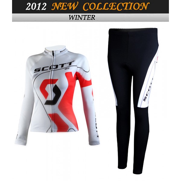 2012 Damen scott Cycling Fahrradbekleidung Radtrikot Satz Langarm und Lange Fahrradhose PAGS116