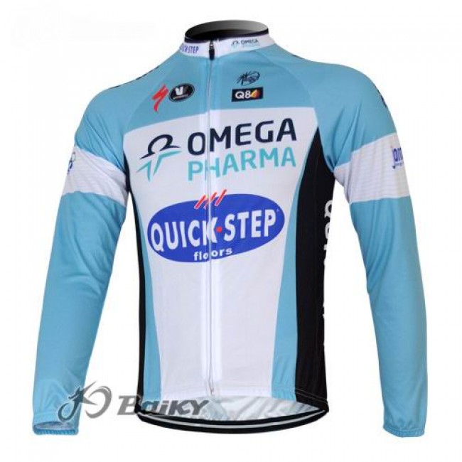 Omega Pharma Quick Step Pro Team Fahrradtrikot Langarm Blau Weiß WKCQ802 Omega Pharma Quick Step Pro Team Fahrradtrikot Langarm Blau Weiß WKCQ802
