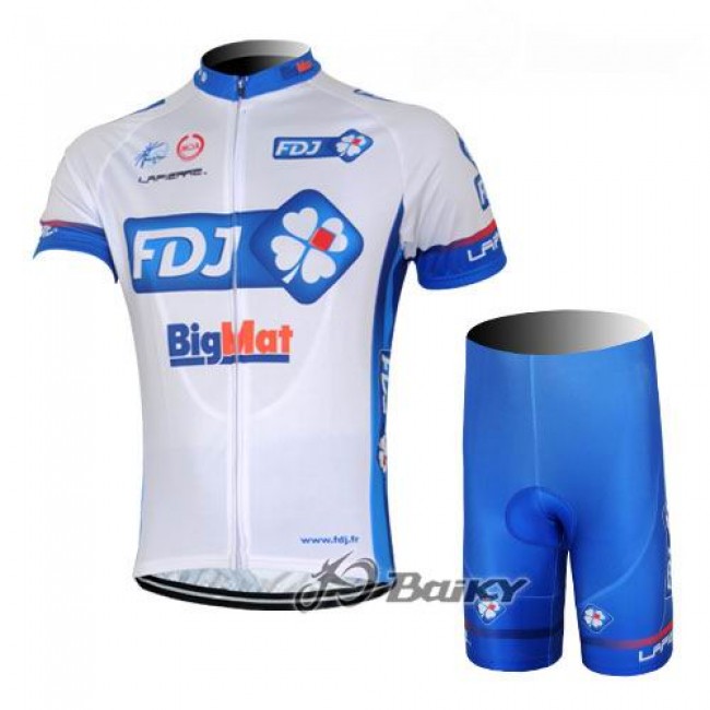 FDJ-BigMatRadbekleidung Radtrikot Kurzarm und Fahrradhosen Kurz Weiß Blau JIJW304 FDJ-BigMatRadbekleidung Radtrikot Kurzarm und Fahrradhosen Kurz Weiß Blau JIJW304