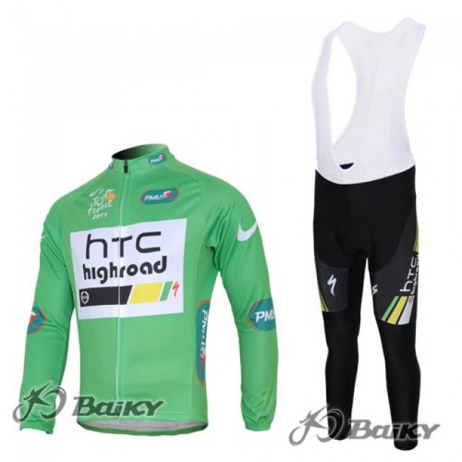 HTC-Highroad Pro Team Fahrradbekleidung Radtrikot Satz Langarm und Lange Trägerhose Grün Weiß UHXS987 HTC-Highroad Pro Team Fahrradbekleidung Radtrikot Satz Langarm und Lange Trägerhose Grün Weiß UHXS987