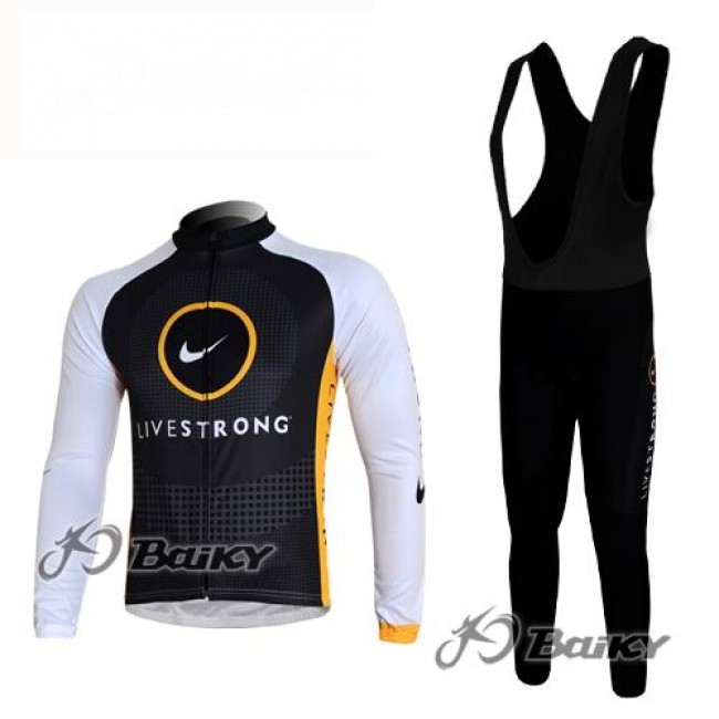 Livestrong Fahrradbekleidung Radtrikot Satz Langarm und Lange Trägerhose Schwarz Weiß OOWO387 Livestrong Fahrradbekleidung Radtrikot Satz Langarm und Lange Trägerhose Schwarz Weiß OOWO387