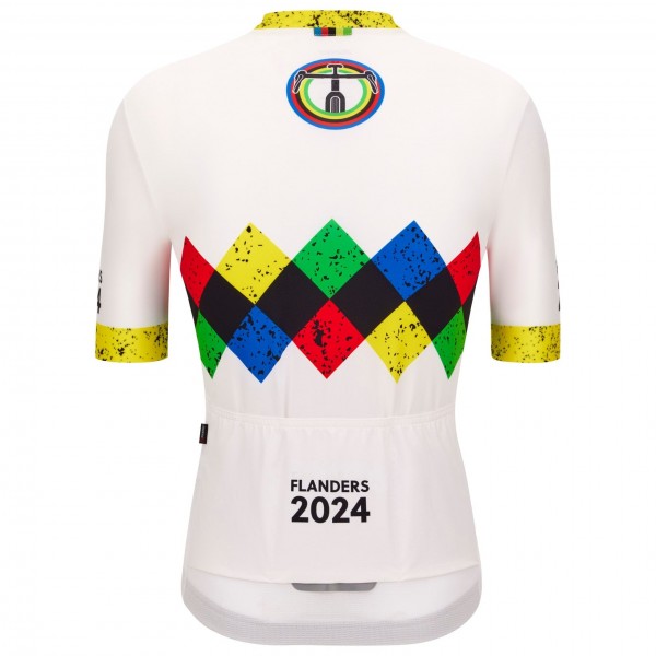 Bekleidung Herren Santini UCI Gravel Weltmeisterschaft trikot Flandern 2024-Weiss