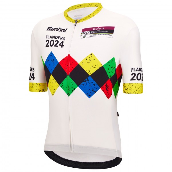 Bekleidung Herren Santini UCI Gravel Weltmeisterschaft trikot Flandern 2024-Weiss