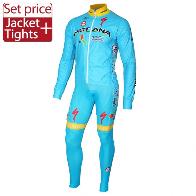 2016 Astana Team Fahrradbekleidung Satz Radtrikot Langarm und Lange Radhose NBHX476 2016 Astana Team Fahrradbekleidung Satz Radtrikot Langarm und Lange Radhose NBHX476