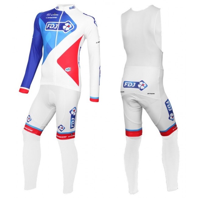 2016 Team FDJ Weiß Fahrradbekleidung Satz Radtrikot Langarm+Lang Trägerhose LZGJ350 2016 Team FDJ Weiß Fahrradbekleidung Satz Radtrikot Langarm+Lang Trägerhose LZGJ350
