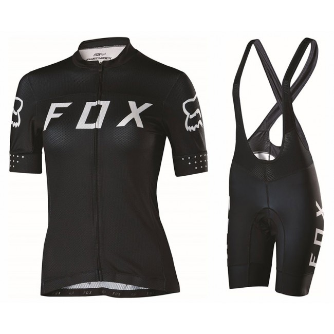 2017 Team FOX Damen Schwarz Weiß Fahrradbekleidung Satz Radtrikot Kurzarm+Kurz Trägerhose 766OZRW 2017 Team FOX Damen Schwarz Weiß Fahrradbekleidung Satz Radtrikot Kurzarm+Kurz Trägerhose 766OZRW