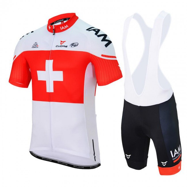 IAM 2017 Swiss Champion Fahrradbekleidung Satz Radtrikot Kurzarm+Kurz Trägerhose 268PVTI IAM 2017 Swiss Champion Fahrradbekleidung Satz Radtrikot Kurzarm+Kurz Trägerhose 268PVTI