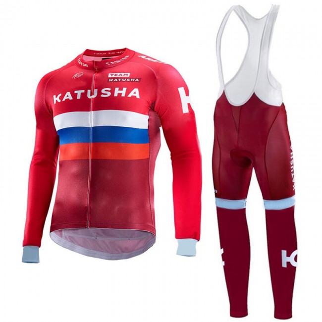 Katusha 2017 Fahrradbekleidung Satz Radtrikot Langarm+Lang Trägerhose 906ZQIG Katusha 2017 Fahrradbekleidung Satz Radtrikot Langarm+Lang Trägerhose 906ZQIG
