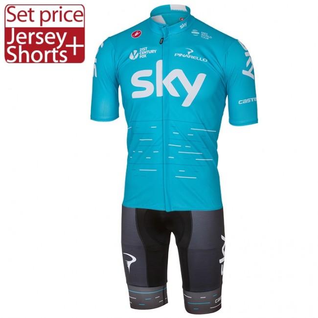2017 Sky Pro Fahrradbekleidung Satz Radtrikot Kurzarm+Kurz Radhose Blau 482HQOZ 2017 Sky Pro Fahrradbekleidung Satz Radtrikot Kurzarm+Kurz Radhose Blau 482HQOZ