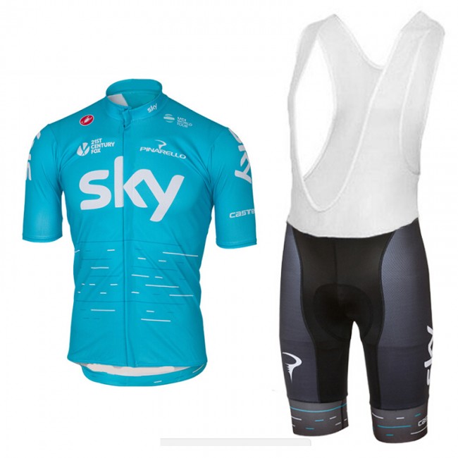 2017 Sky Pro Fahrradbekleidung Satz Radtrikot Kurzarm+Kurz Trägerhose Blau 673JITM 2017 Sky Pro Fahrradbekleidung Satz Radtrikot Kurzarm+Kurz Trägerhose Blau 673JITM